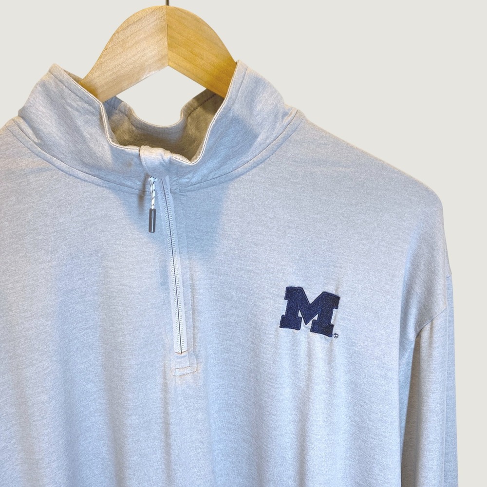 Champion Michigan Wolverines Pullover Mens 2XL Grey Excellent 1/4 Zip Mock Neck